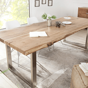 Table rectangulaire chêne brut pied alu gris brossé- Mayenne