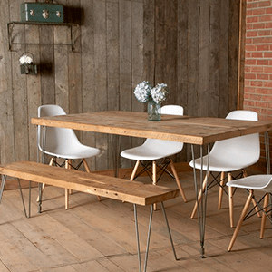 Table rectangulaire style industrie b bois et pied métal gris-Mayenne