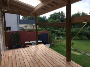 Structure préau et terrasse douglas Mayenne Laval Aron