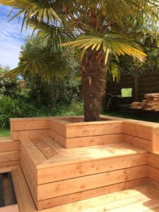 banc et jardinière en bois douglas naturel Mayenne Laval