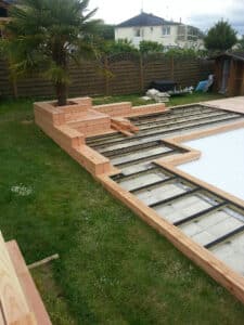 fabrication terrasse et jardinière bois douglas mayenne laval