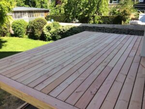 fabrication terrasse sur poteaux bois en douglas nature mayenne laval