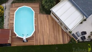 vue drone terrasse exotique cumaru bois mayenne