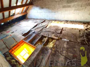 isolation des combles Mayenne avant enlèvement ancien isolant