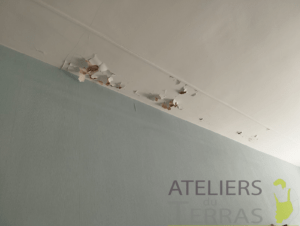 Placo plafond réparation enduit Mayenne