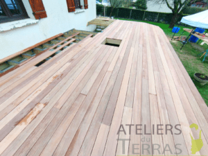 fabrication terrasse bois sur poteau mayenne