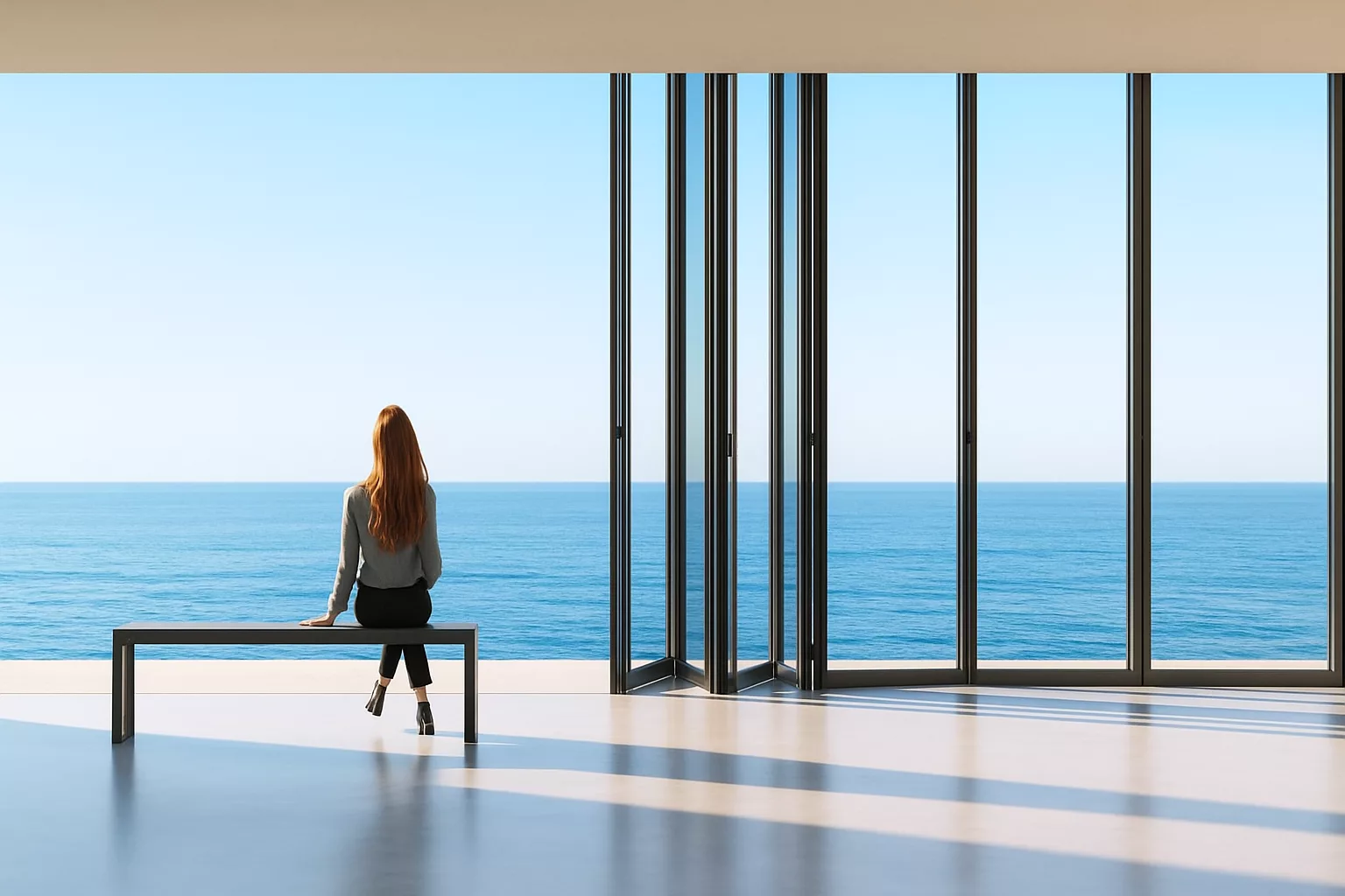fenetre pliante vue sur mer La Baule - Mayenne